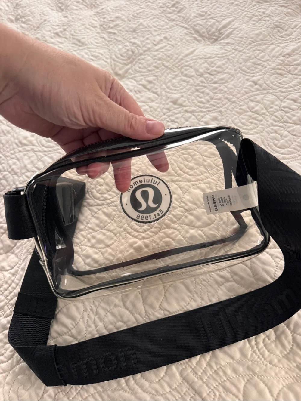Lululemon Clear Belt Bag 1L Black Logo Est. 1998 Crossbody Stadium Bag